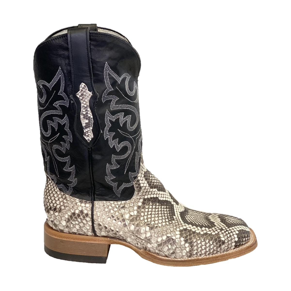 Fashion diamondback rattlesnake square toe boots