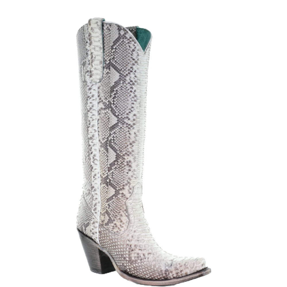 Corral Ladies Natural Python Glitter Finish Full Exotic Tall Boots A4447