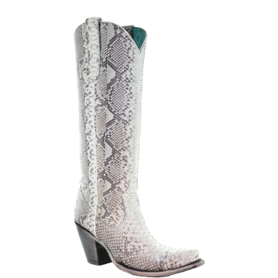 Corral Ladies Natural Python Glitter Finish Full Exotic Tall Boots A4447