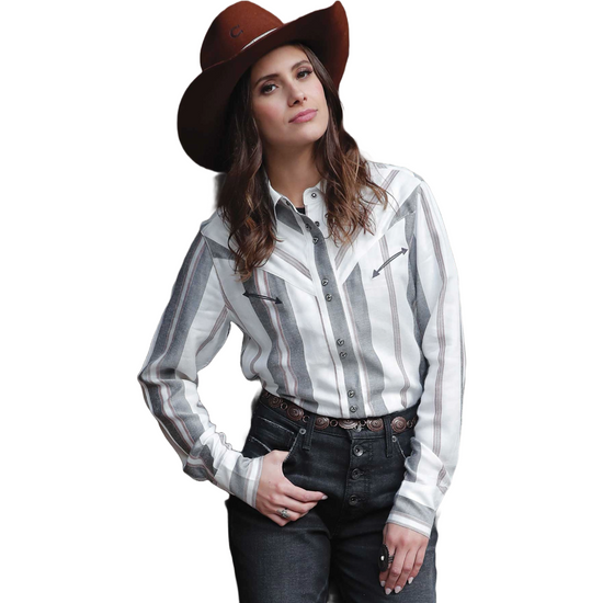 Cruel Ladies Striped Long Sleeve Cream Shirt CTW7466005