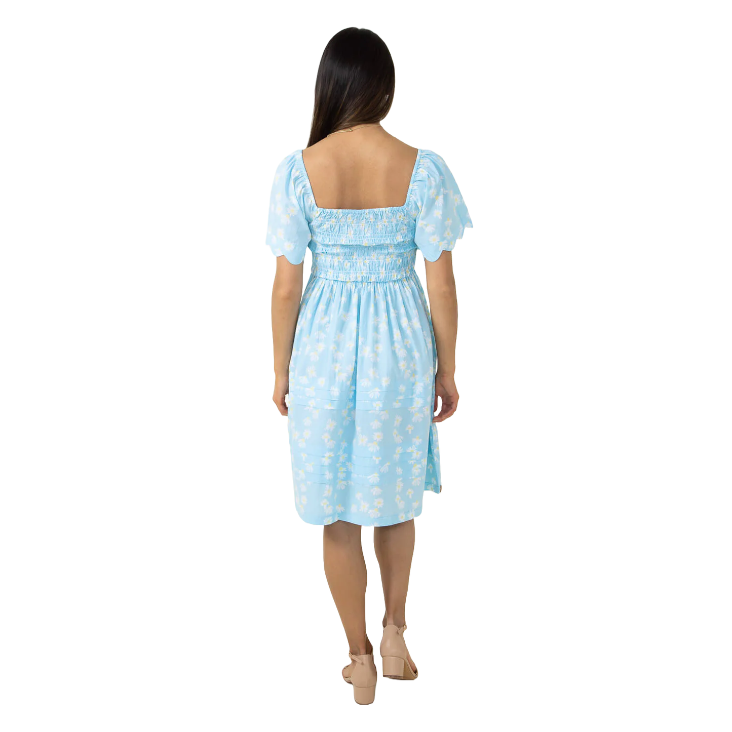 Simply Southern Ladies Light Blue Floral Scallop Dress 0124-DRS-SCLP-FLORAL