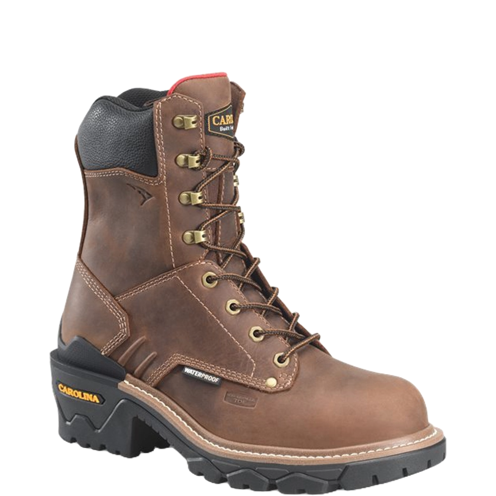 Carolina Men's Side Zip Composite Toe Brown Logger Boots CA7839