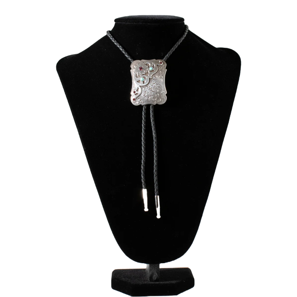 Double S Floral Stone Western Bolo Tie 22402