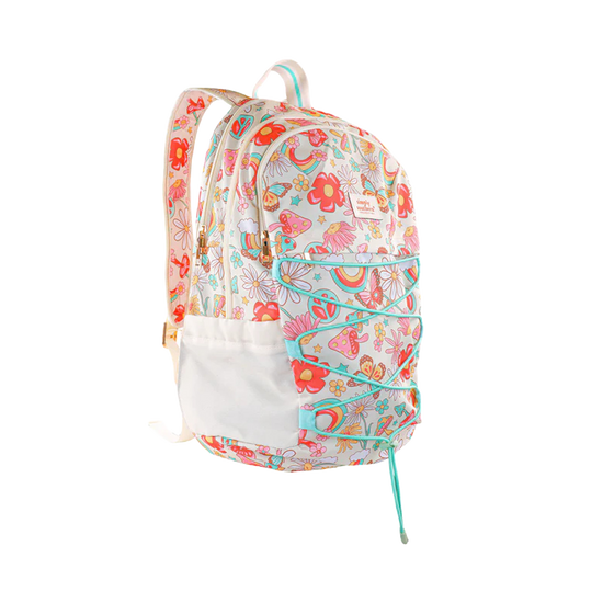 Simply Southern Floral Graphic White & Pink Backpack 0224-BAG-SCHL-BKPK-PEACE