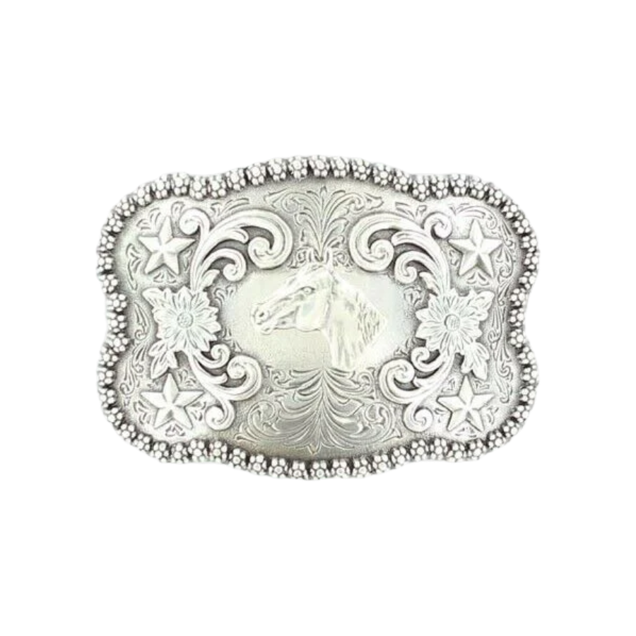 Nocona Mens Silver Horse Head Belt Buckle 3757607