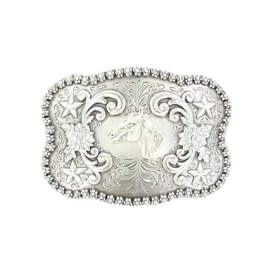 Nocona Mens Silver Horse Head Belt Buckle 3757607