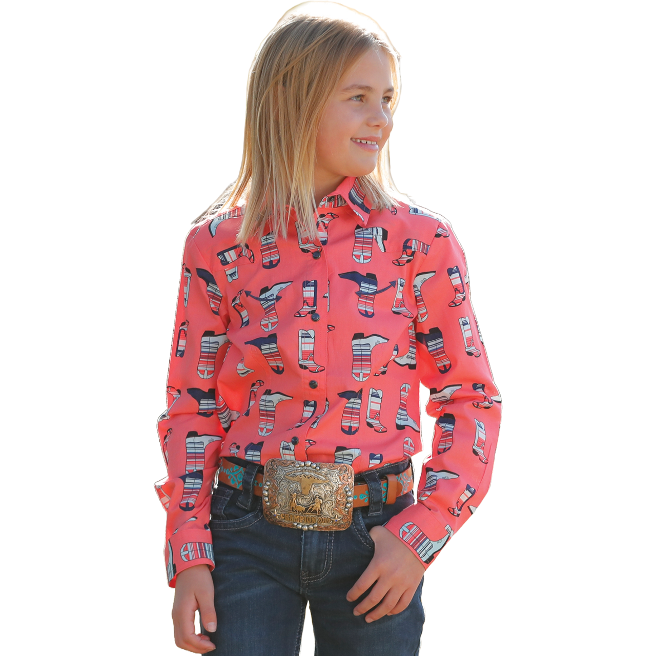 Cruel Girls Long Sleeve Print Coral Shirt CTW3370023