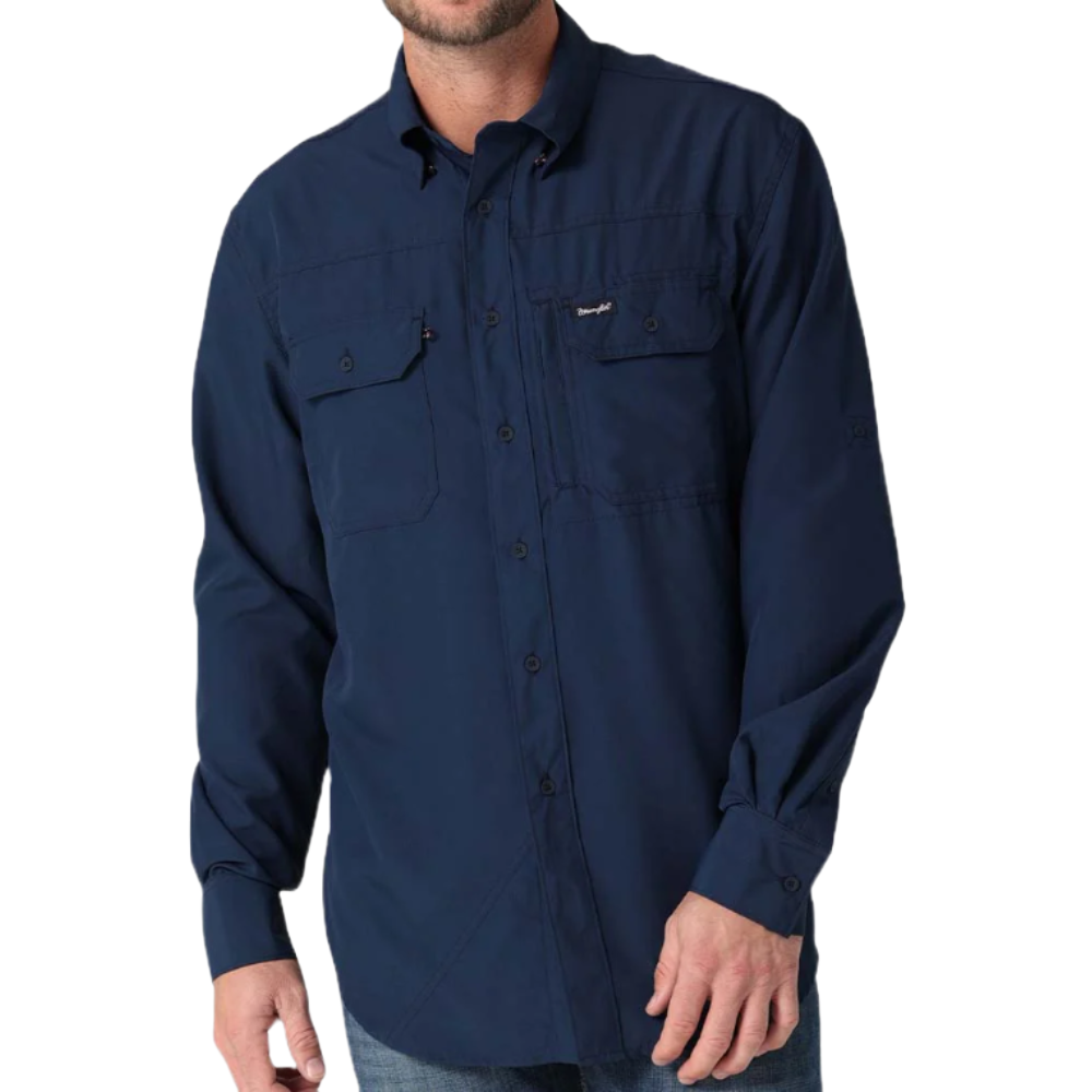 Wrangler Men's Performance Navy Button Down Shirt 112323771