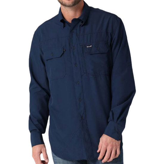 Wrangler Men's Performance Navy Button Down Shirt 112323771