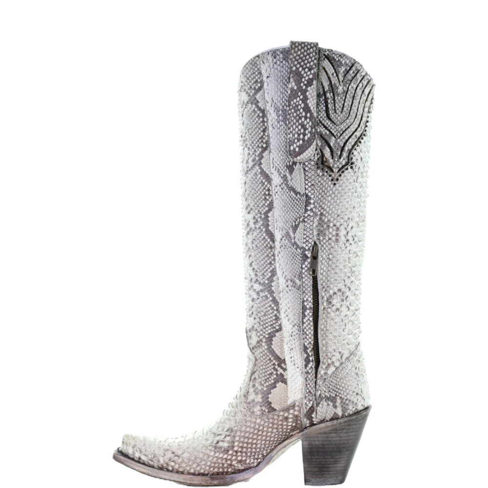 Corral Ladies Natural Python Glitter Finish Full Exotic Tall Boots A4447