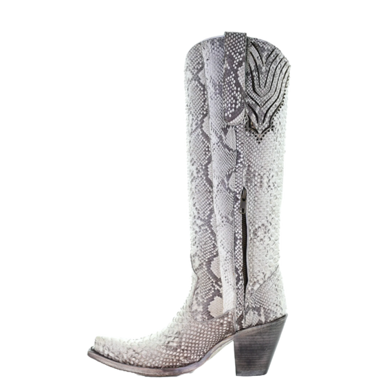 Corral Ladies Natural Python Glitter Finish Full Exotic Tall Boots A4447