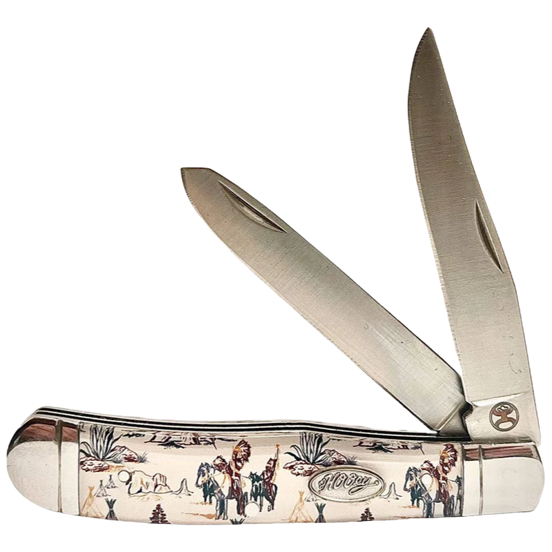 Hooey Chief Cream Large Double Blade Trapper Knife HK136