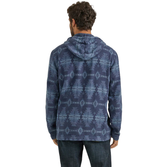 Wrangler Men's Jacquard Aztec Sapphire Blue 1/4 Zip Hoodie 112353284