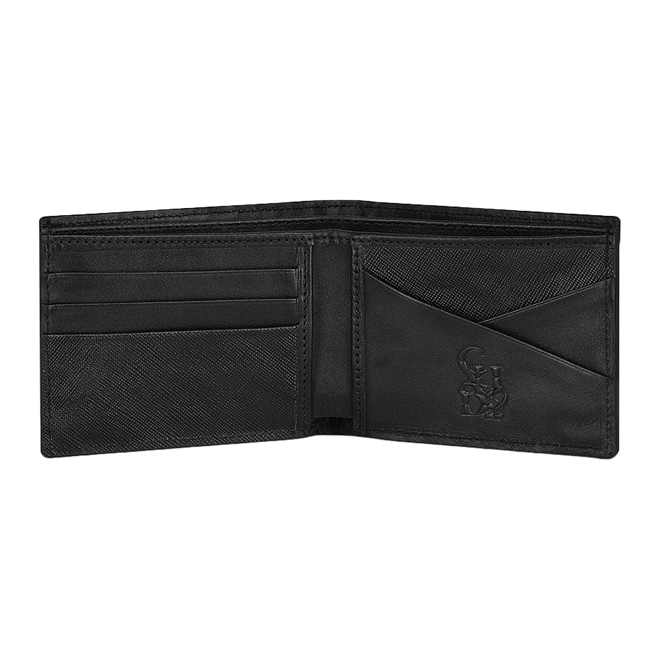 Cuadra Men's Atlantic Black Caman Stitched Wallet DU546