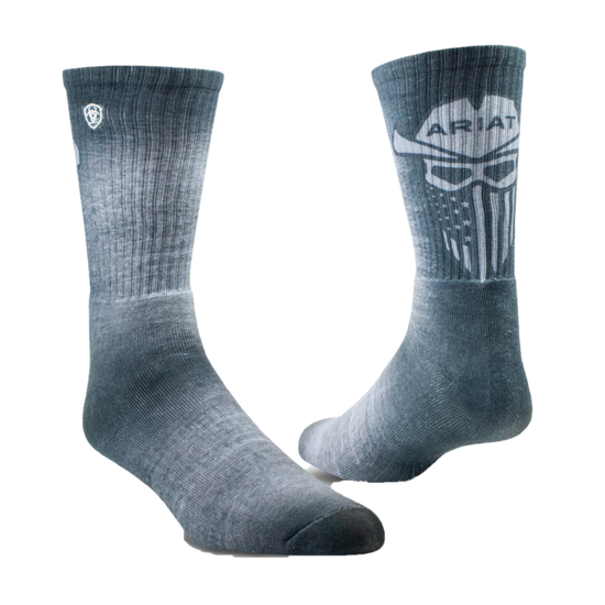 Ariat® Men's Incognito Graphic Crew Teal & Grey Work Socks 10039128