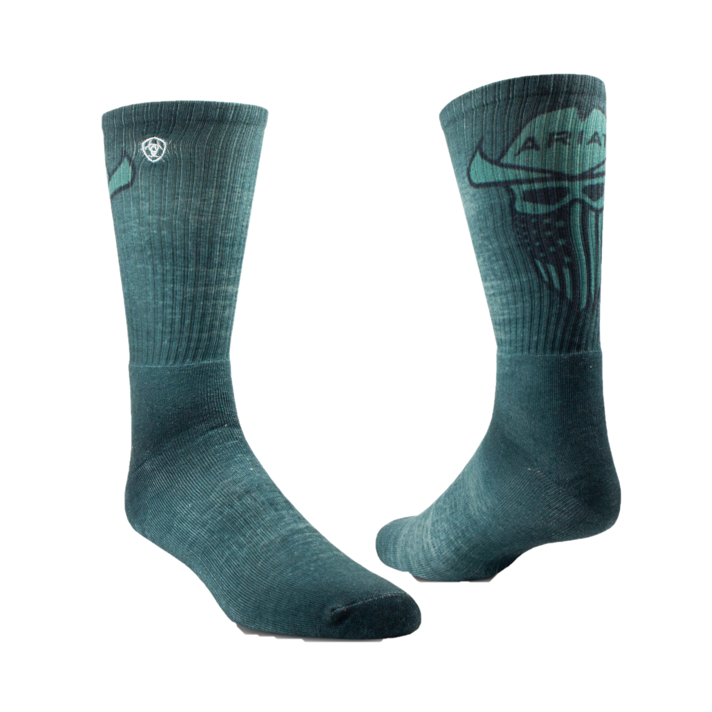 Ariat® Men's Incognito Graphic Crew Teal & Grey Work Socks 10039128