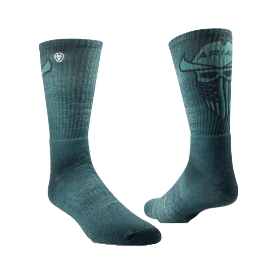 Ariat® Men's Incognito Graphic Crew Teal & Grey Work Socks 10039128