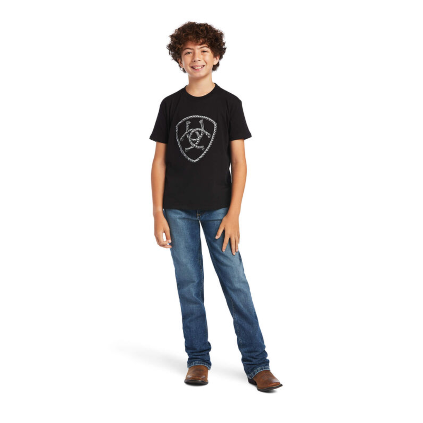 Ariat® Youth Boy's Rope Shield Black Graphic T-shirt 10040883