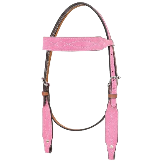 Circle Y Marfa Lights Pink Suede Browband Headstall