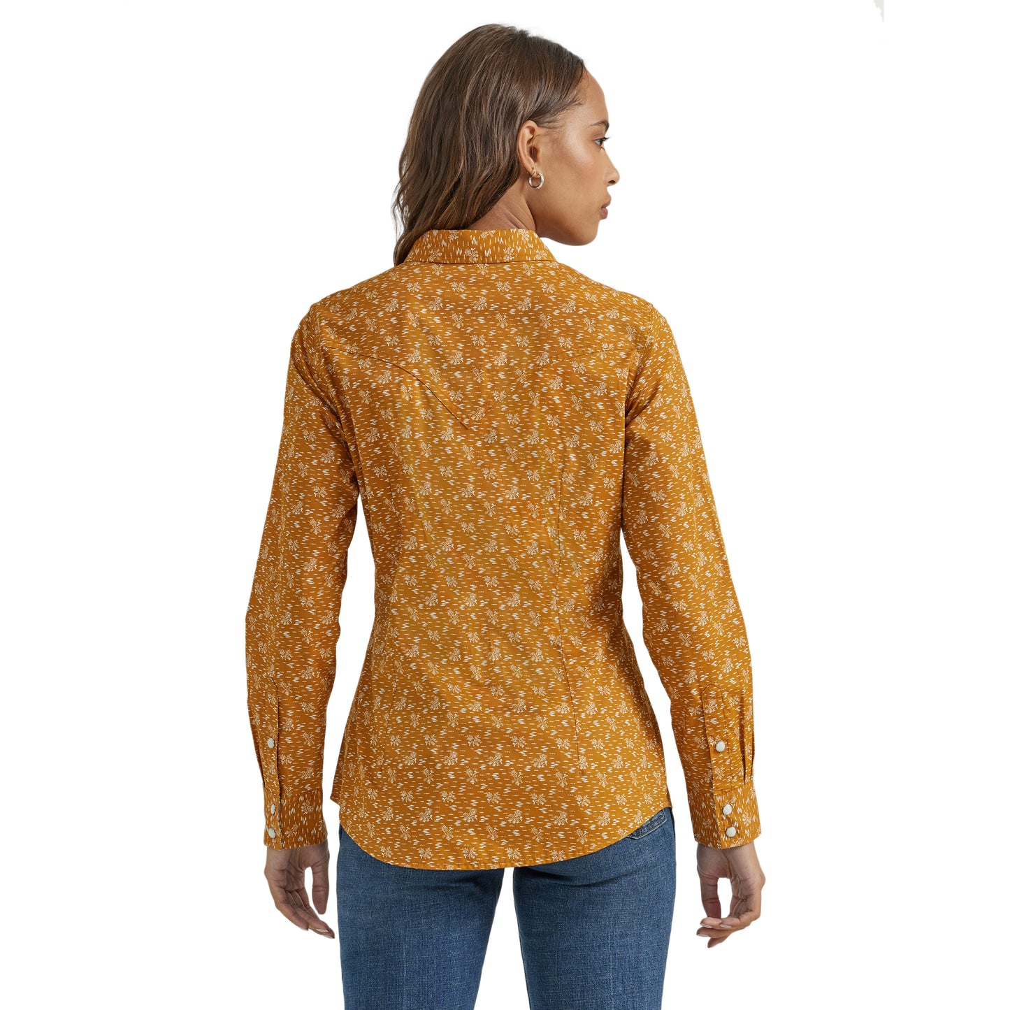 Wrangler Ladies Orange Western Snap Dress Shirt 112353165