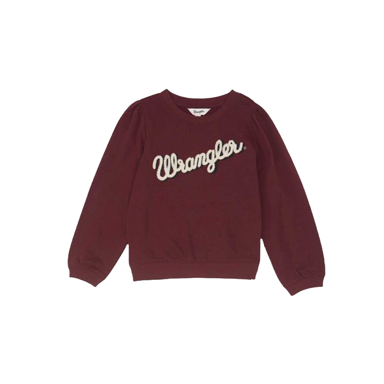 Wrangler Girl's Balloon Sleeve Burgundy Pullover Sweatshirt 112355923