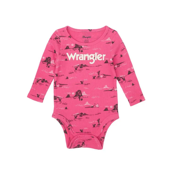 Wrangler Baby Girl Pink Desert Print Knit Bodysuit 112356570