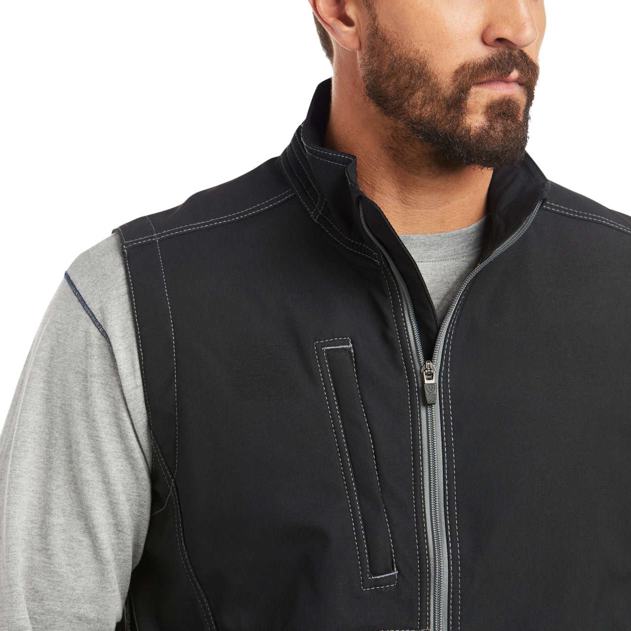 Ariat® Mens Rebar Stretch Canvas Softshell Black Work Vest 10020780