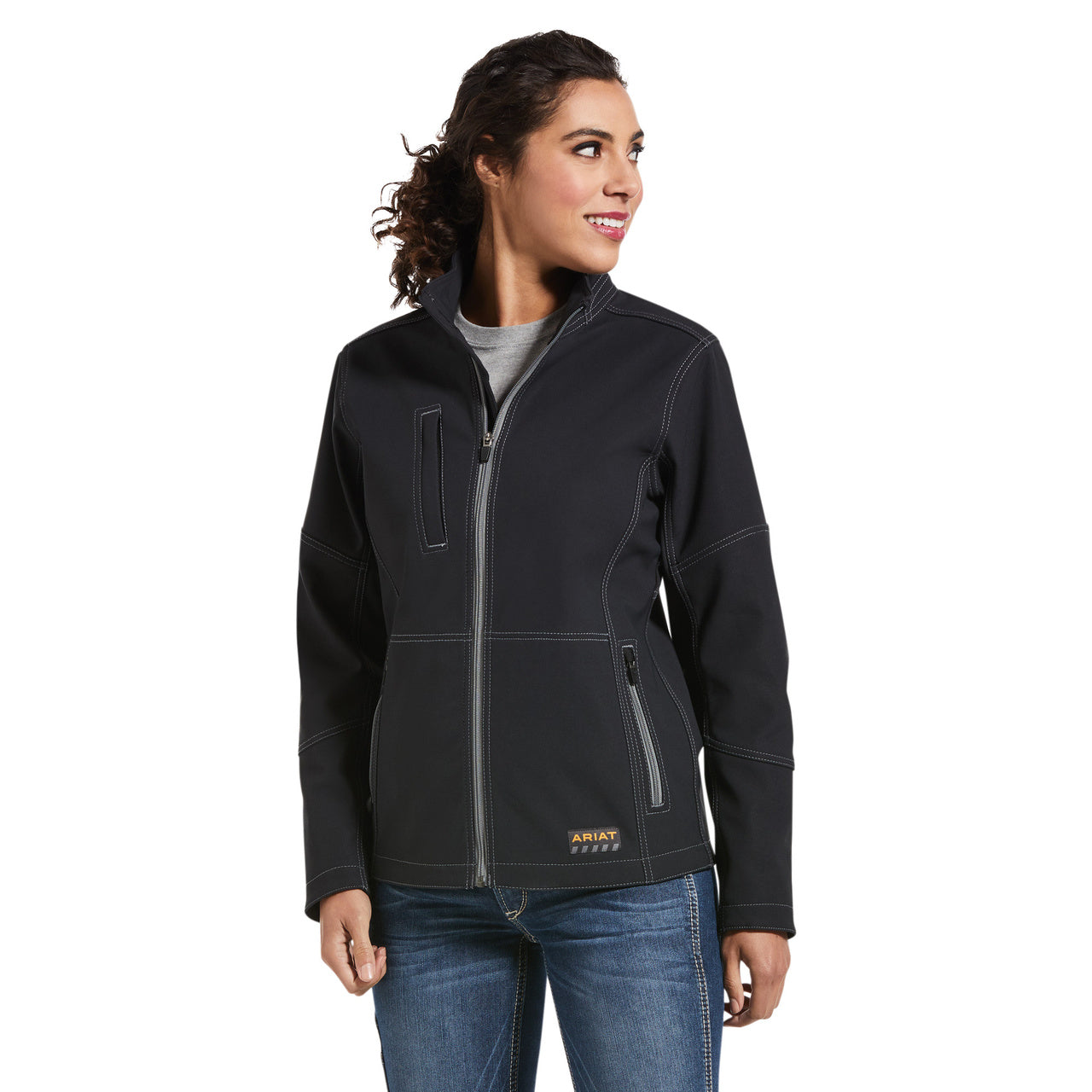 Ariat® Ladies Rebar Stretch Canvas Black Softshell Jacket 10032915