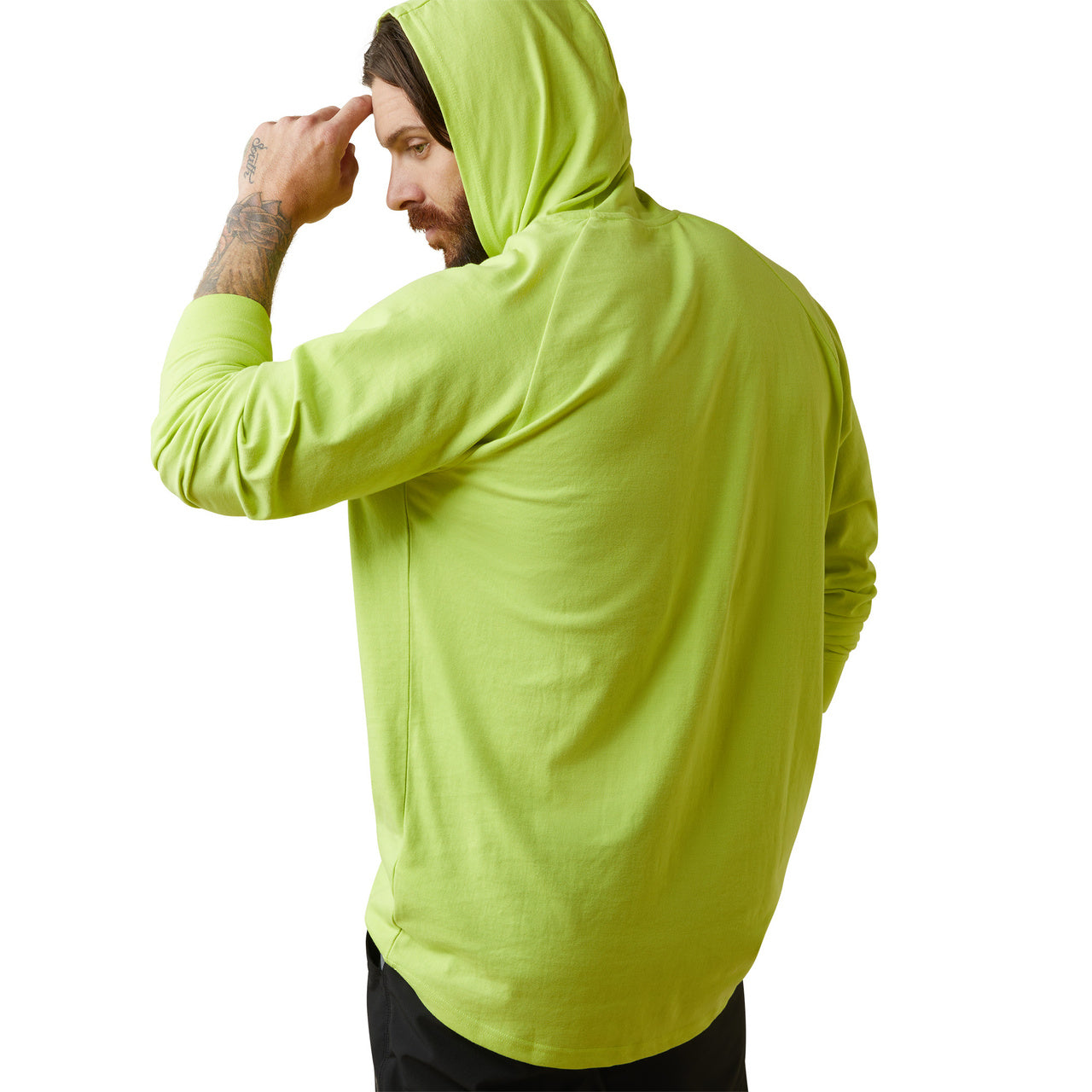 Ariat Men's Rebar Cotton Strong Neon Yellow Hooded Work T-Shirt 10043824