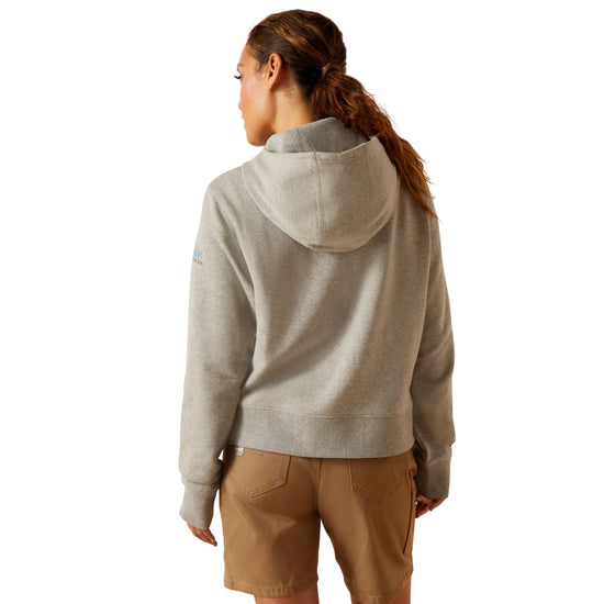 Ariat Ladies Rebar Lightweight Heather Grey Cropped Hoodie 10048482