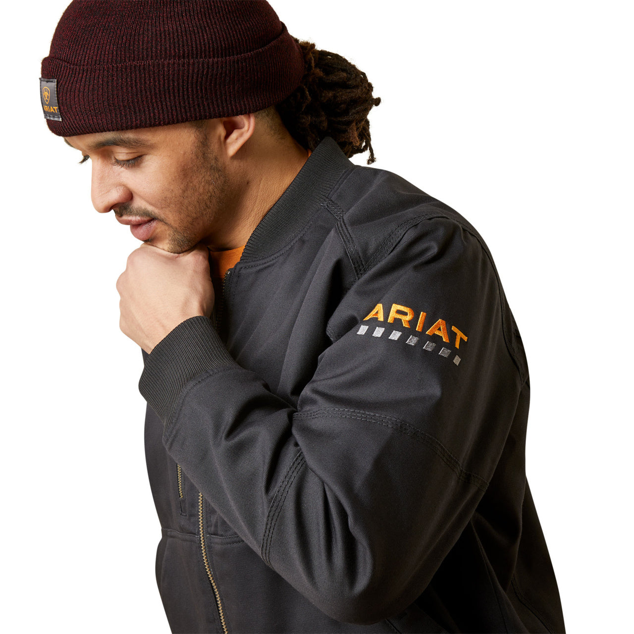 Ariat Men's Rebar Stretch Canvas Black Bomber Jacket 10046515