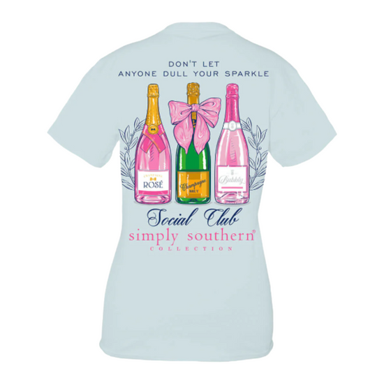 Simply Southern Ladies Champagne Spout Blue T-Shirt SS-SPARKLE-SPOUT