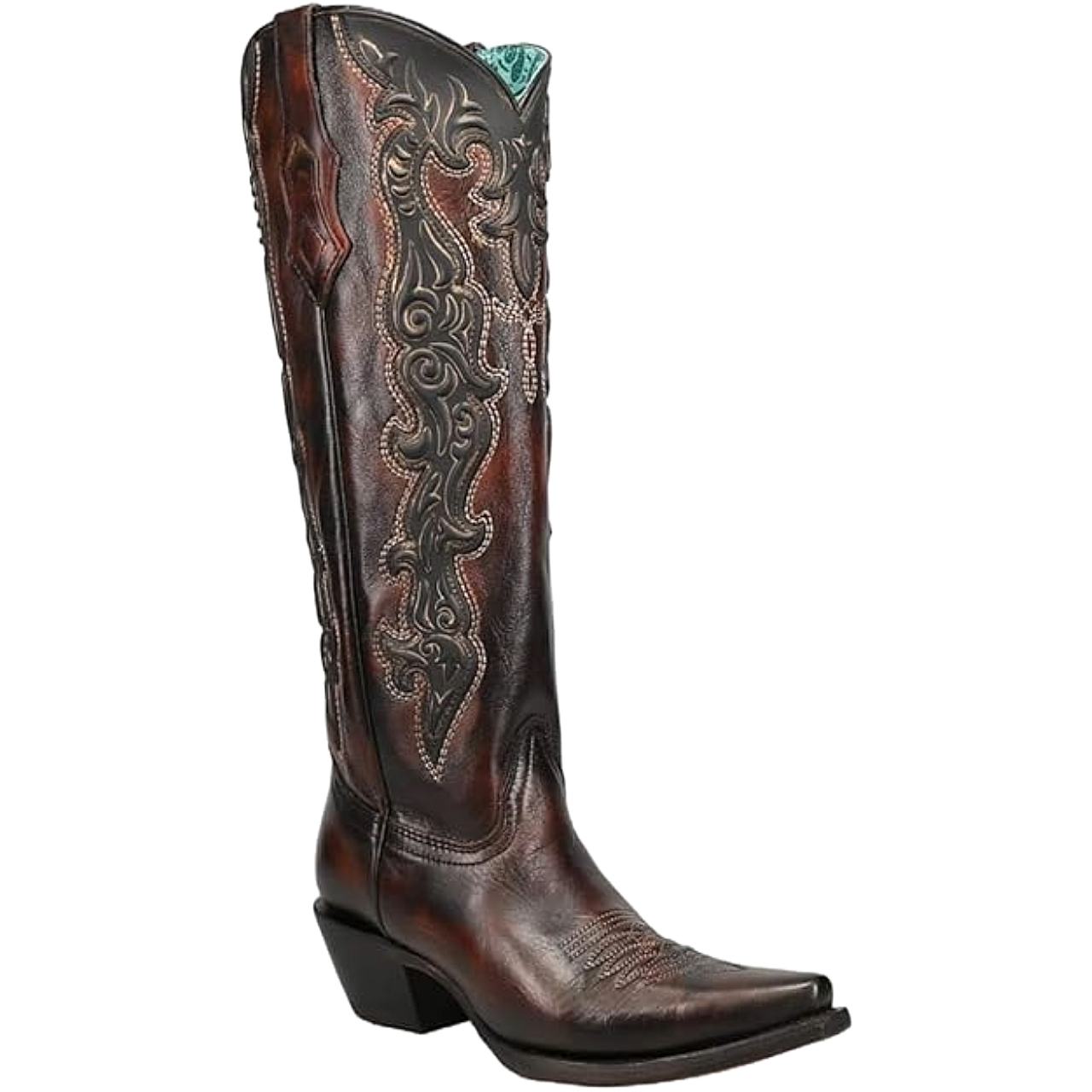 Corral Ladies Synthetic Injection Chocolate & Gold Tall Boots C4168