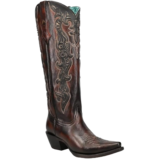 Corral Ladies Synthetic Injection Chocolate & Gold Tall Boots C4168