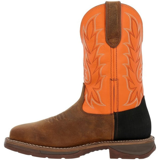 Durango Men's Workin' Rebel™ Waterproof with InsulKul™ Brown & Orange Work Boot DDB0497