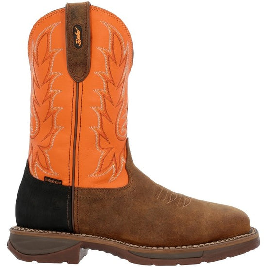 Durango Men's Workin' Rebel™ Waterproof with InsulKul™ Brown & Orange Work Boot DDB0497