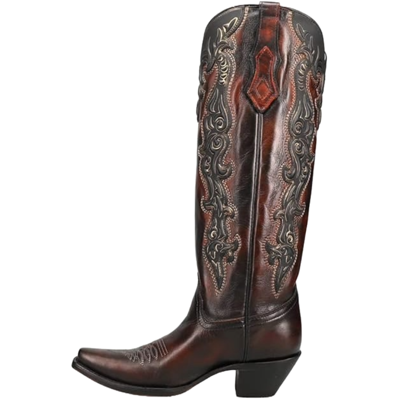 Corral Ladies Synthetic Injection Chocolate & Gold Tall Boots C4168