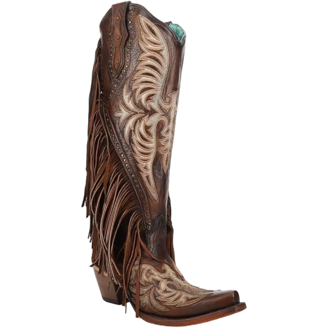 Corral Ladies Eagle Embroidery & Fringe Honey Brown Tall Boots C4165