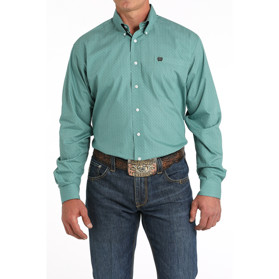 Cinch Men's Green Chevron Print Button Down Shirt MTW1105830