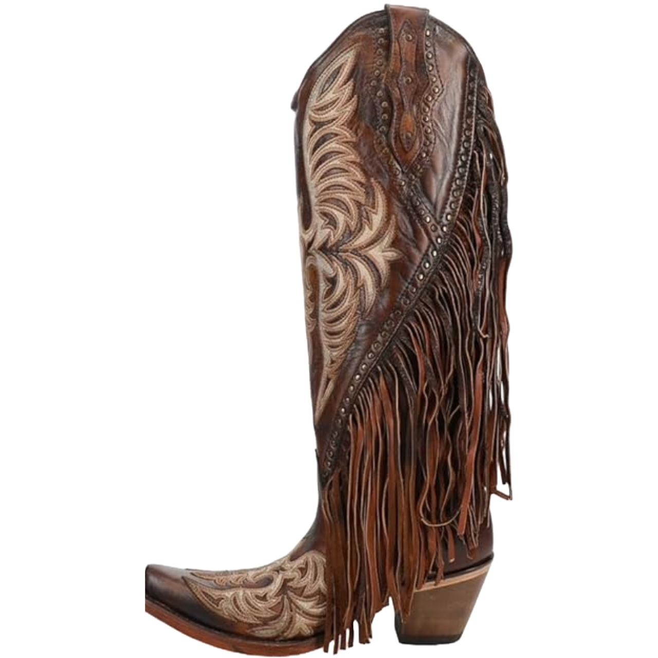 Corral Ladies Eagle Embroidery & Fringe Honey Brown Tall Boots C4165