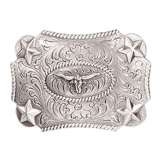 Nocona Western Children's Youth Longhorn Silver Belt Buckle 3603046