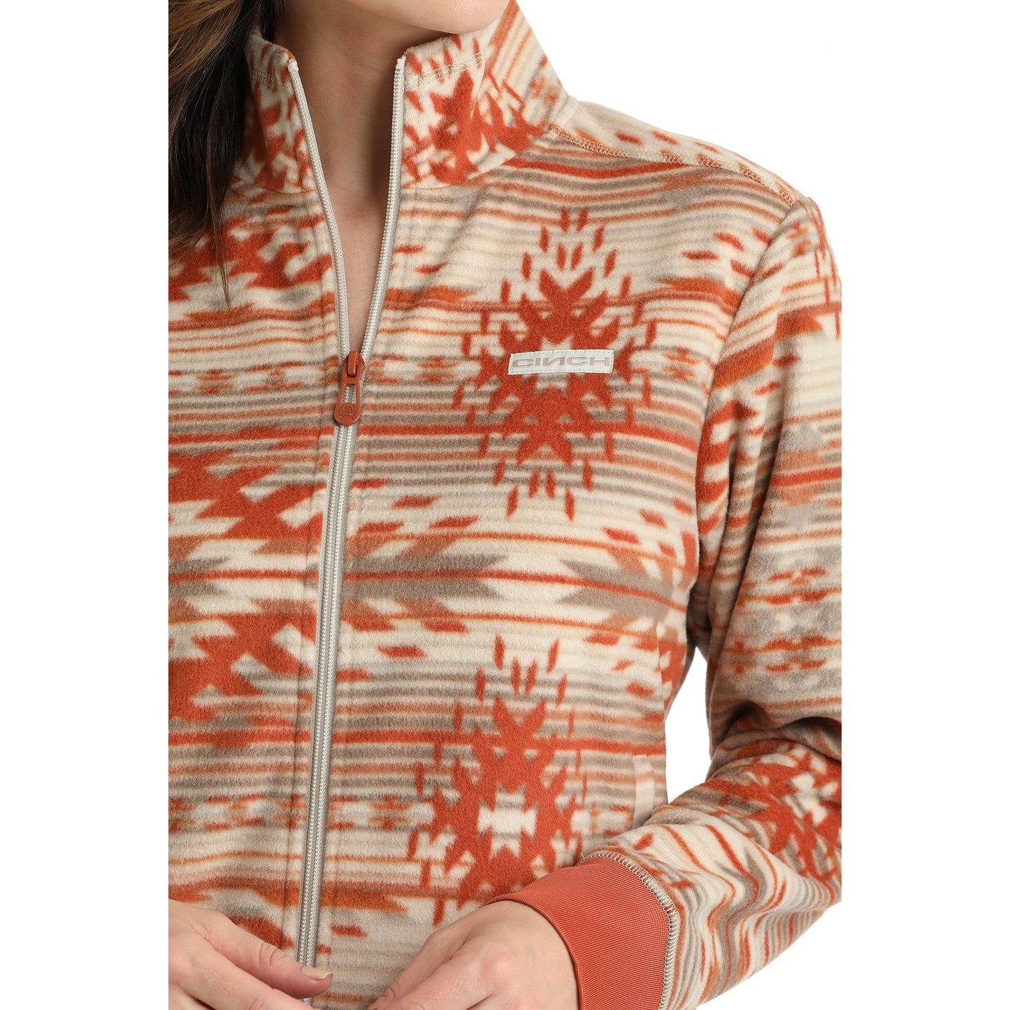 Cinch Ladies Southwestern Print Fleece Stone Grey & Coral Jacket MAJ9894003