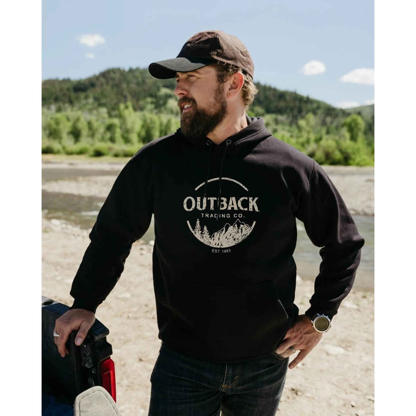 Outback Trading Company Black Graphic Logo Hoodie 440281-BLK