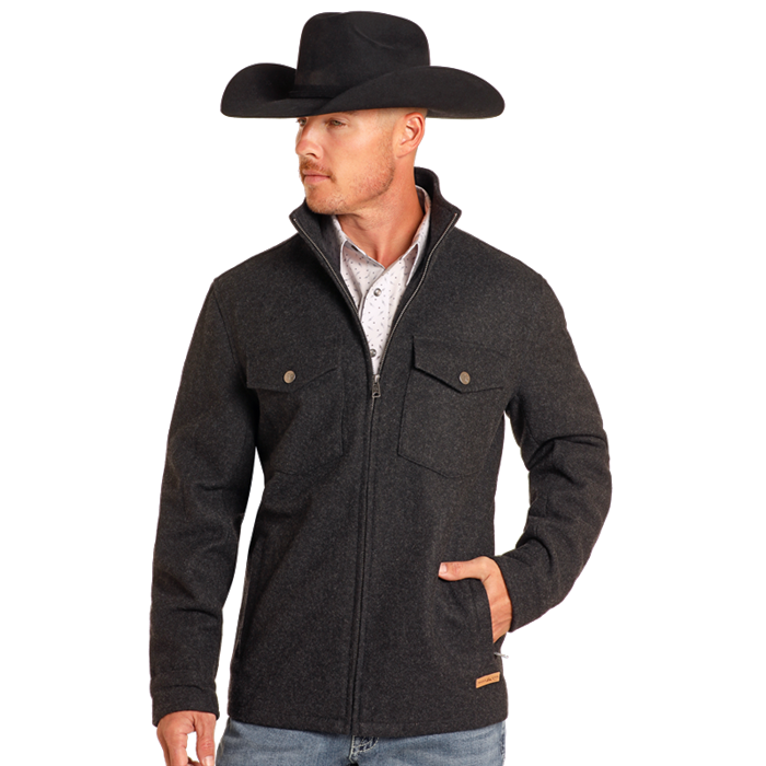 Powder River Outfitters Men's Heather Black Wool Coat DM92C04052