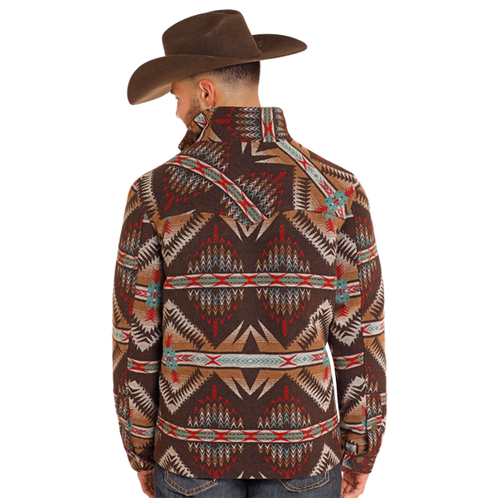 Powder River Outfitters Men's Aztec Jacquard Dark Brown Jacket DM92C04061