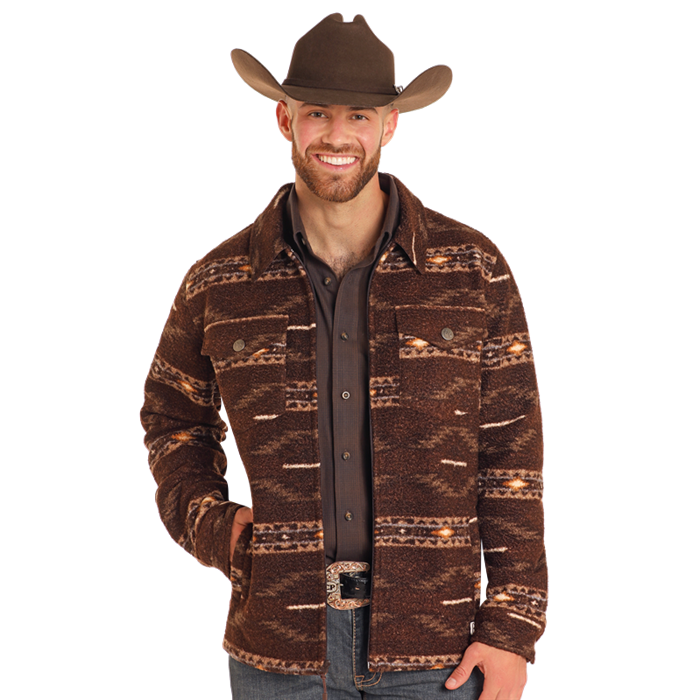 Powder River Outfitters Men's Aztec Berber Dark Brown Jacket DM92C04072