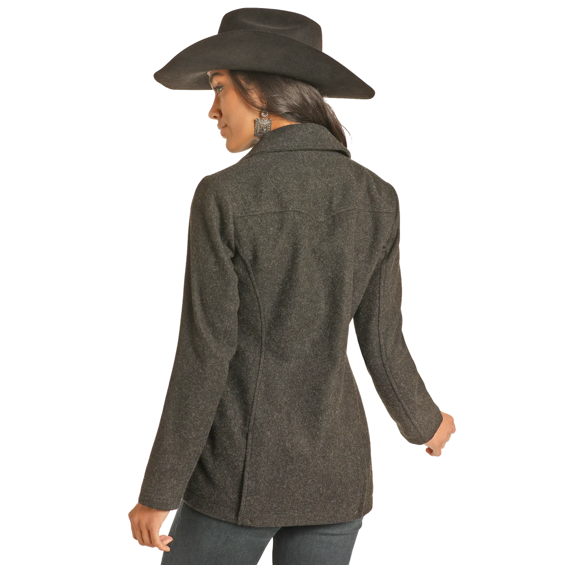 Powder River Outfitters Ladies Solid Black Wool Coat DW92C04129-01