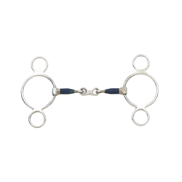 Centaur Blue Steel 2 Ring French Link Gag Bit 5"