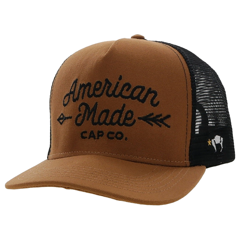 Hooey Men's American Made 5-panel Tan & Black Trucker Cap 9730T-TNBK