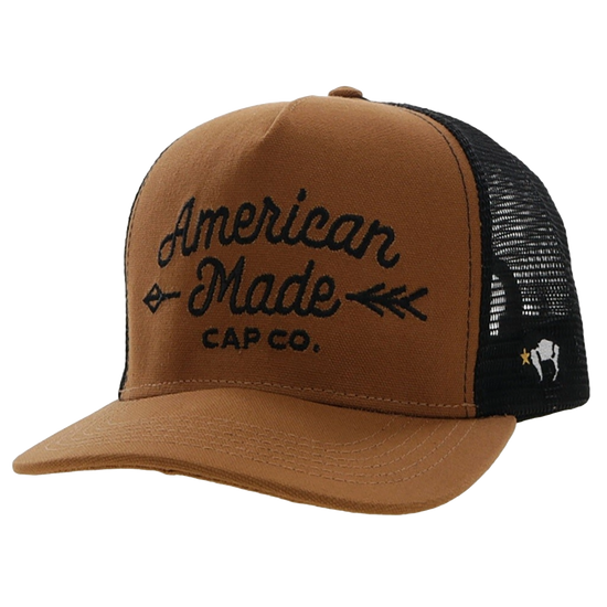 Hooey Men's American Made 5-panel Tan & Black Trucker Cap 9730T-TNBK